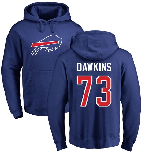 Men NFL Buffalo Bills #73 Dion Dawkins Royal Blue Name and Number Logo Pullover Hoodie Sweatshirt->buffalo bills->NFL Jersey